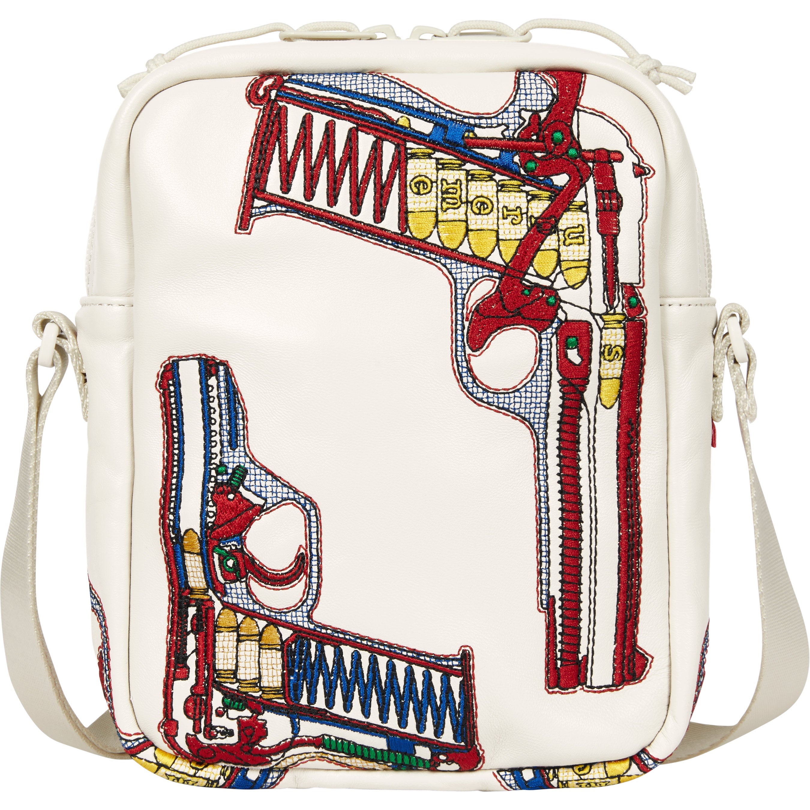 Guns Embroidered Leather Shoulder Bag view 9